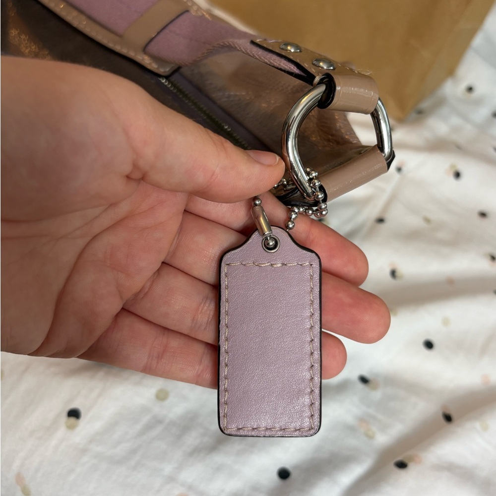 Coach Champagne Shoulder Bag with Purple Accents - Picture 4 of 11